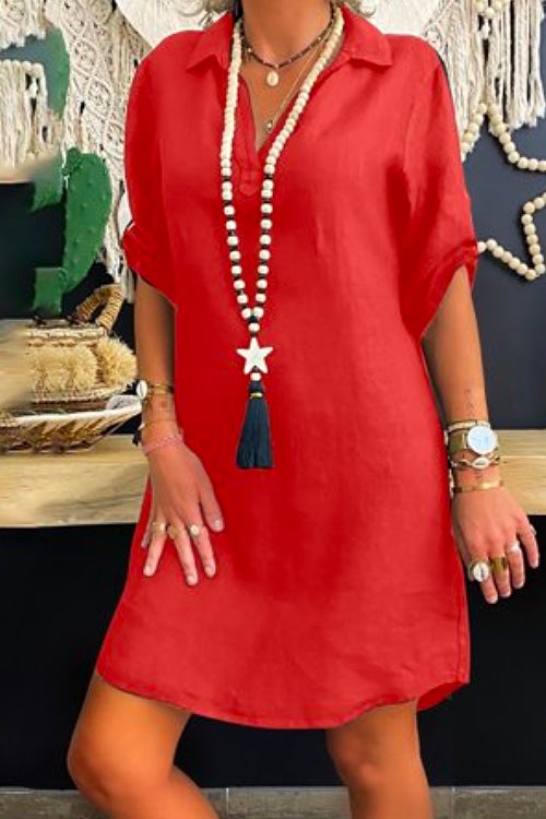 Free Shipping Joann Roll Up Sleeve Shirt Dress