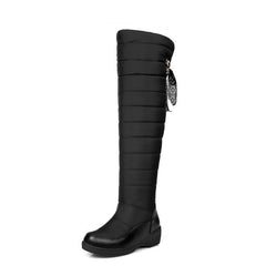 Winter-Kniehohe Schneestiefel mit Keilabsatz für Damen