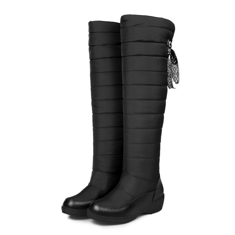 Winter-Kniehohe Schneestiefel mit Keilabsatz für Damen