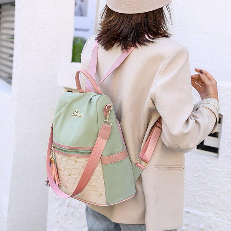 Women Patchwork Tassel Embroidery Thread Love Multi-carry Backpack