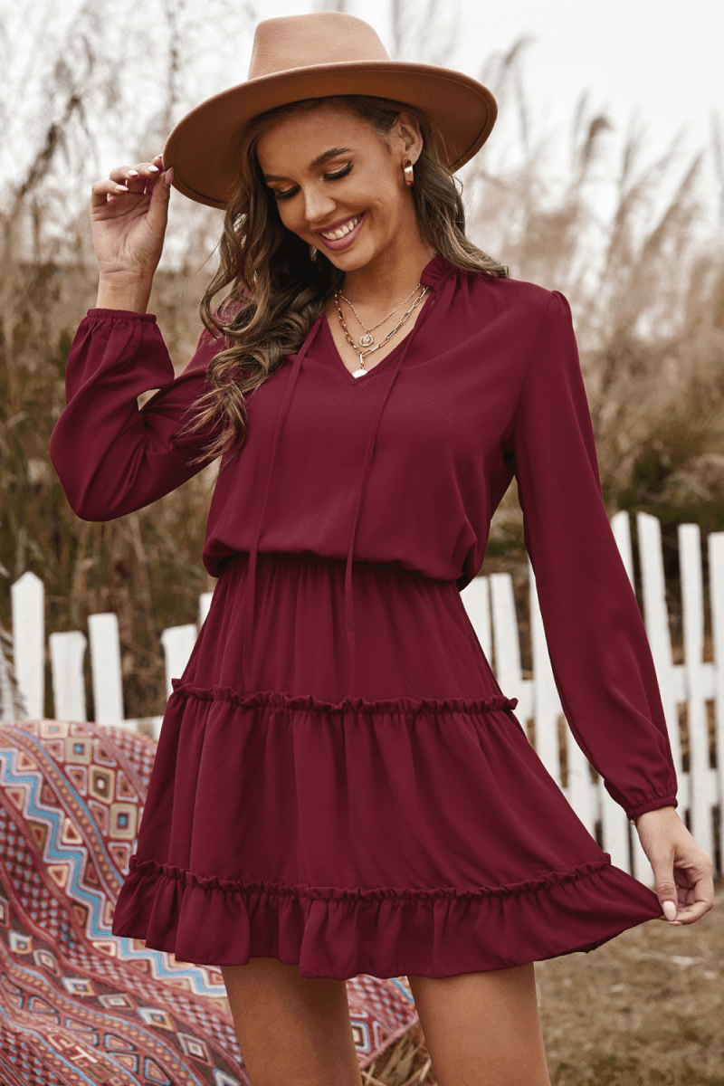 Long Sleeve Ruffle Tiered Dress