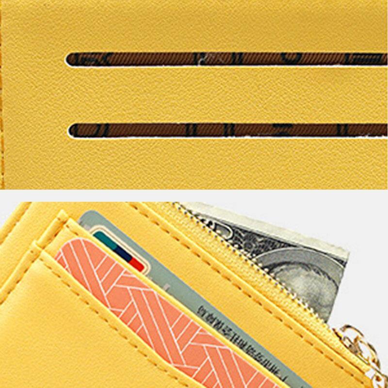 Women Solid 5 Card Slots Hardware Mini Wallet Purse