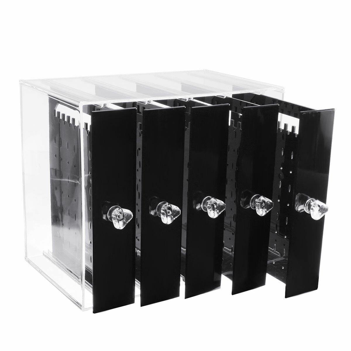 5 Tabletts Staubdichter transparenter Acryl-Ohrring-Aufbewahrungsbox-Schmuck-Display-Ständer 