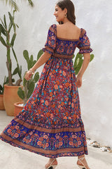 Bohemia Smocked Short Sleeve Maxi Dress