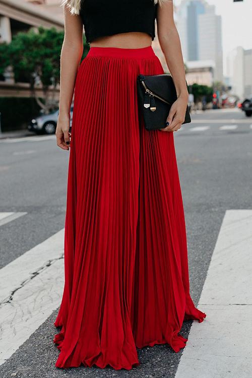 Love Poem Pleated Maxi Skirt