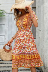 Bohemia Print V Neck Short Sleeve Casual Dress