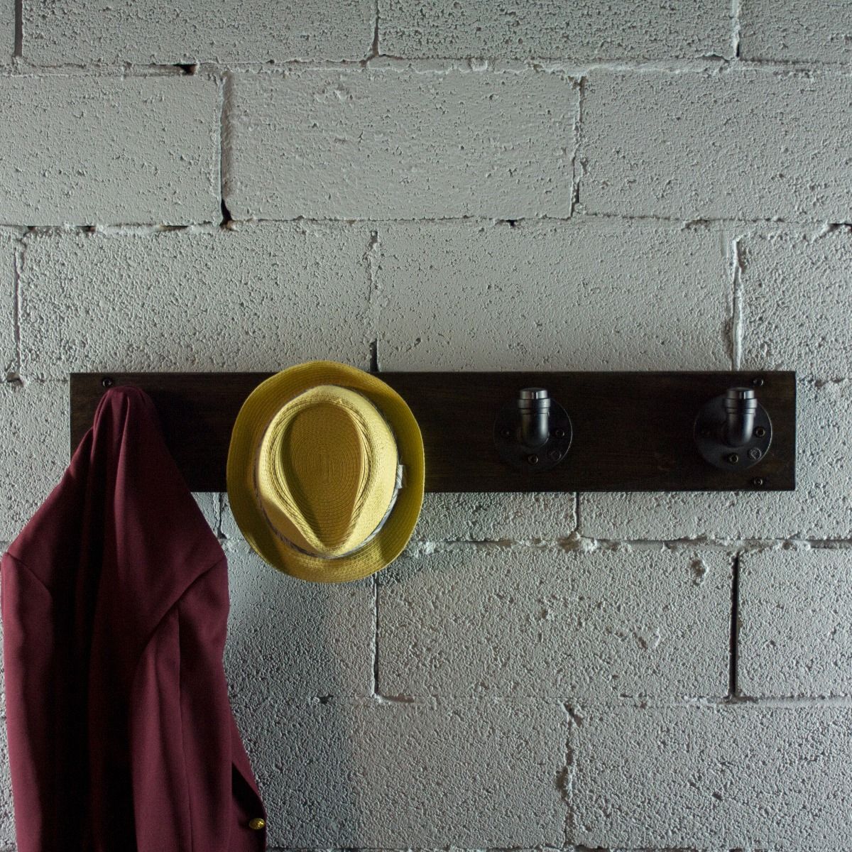 Modern Industrial Wall Mounted Four Hook Hat Rack