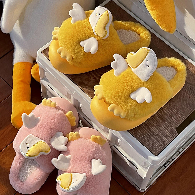 Pantuflas de felpa de pato de dibujos animados lindo