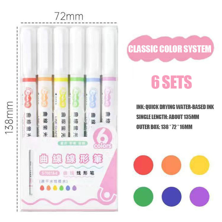 💖BEST GIFTS FOR KIDS Dual Tip Pens with 6 Different Curve Shapes Fine Tips