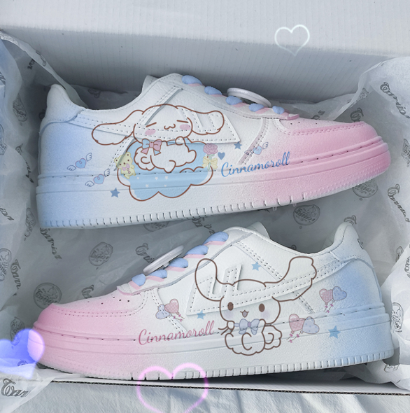 Lindo estampado perro pastel zapatillas de deporte preppy zapato estético