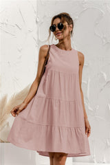 Sleeveless Round Neck Tiered Swing Dress