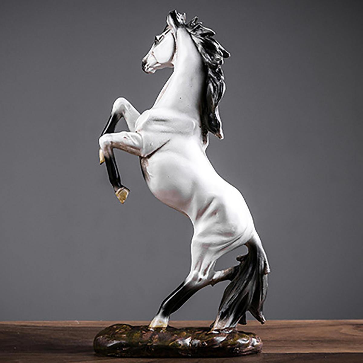 Resin Horse Statue Ornament Figurine Chic Home Hotel Feng Shui Horse Decorations