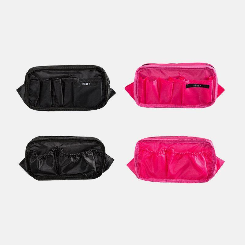 Bolsa de almacenamiento de gran capacidad de dos capas con cremallera doble impermeable para mujer, bolsa de embrague para cosméticos 