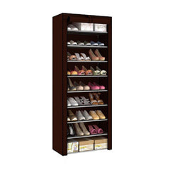 10 Tiers 9 Lattices Shoe Rack Shelf Storage Closet Organizer Cabinet With Dust Cover