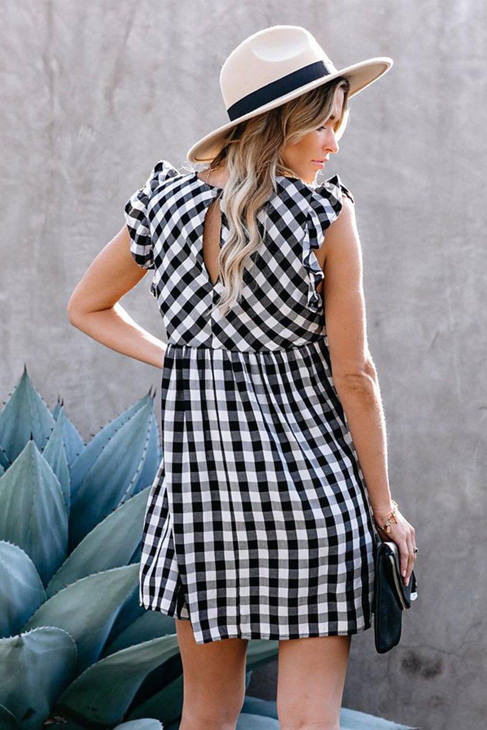 Plaid Ruffle Babydoll Dress