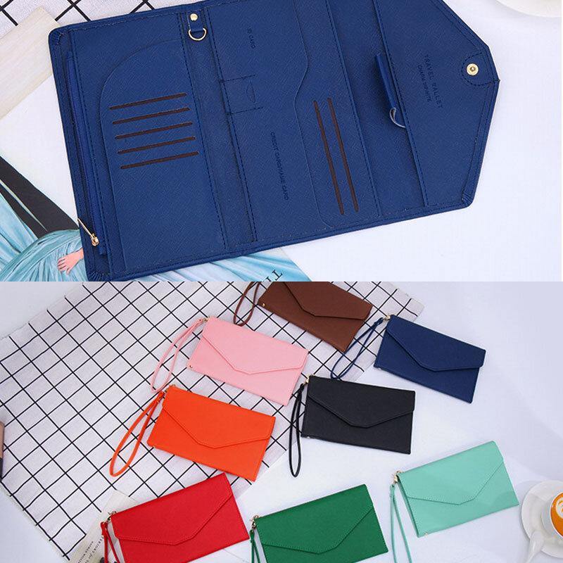 Women RFID Multifunctional 8 Card Case Trifold Passport Business Wallet Purse