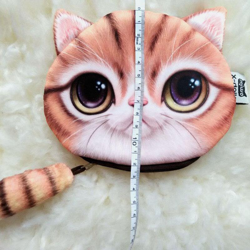 Women Plush Cartoon Cat Head Personality Cute Small Coin Bag Storage Bag