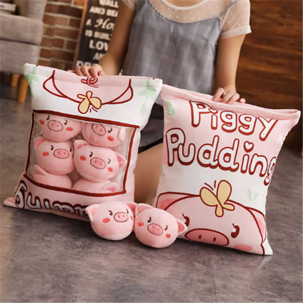 Almohada de peluches con bolsa de conejito Kawaii