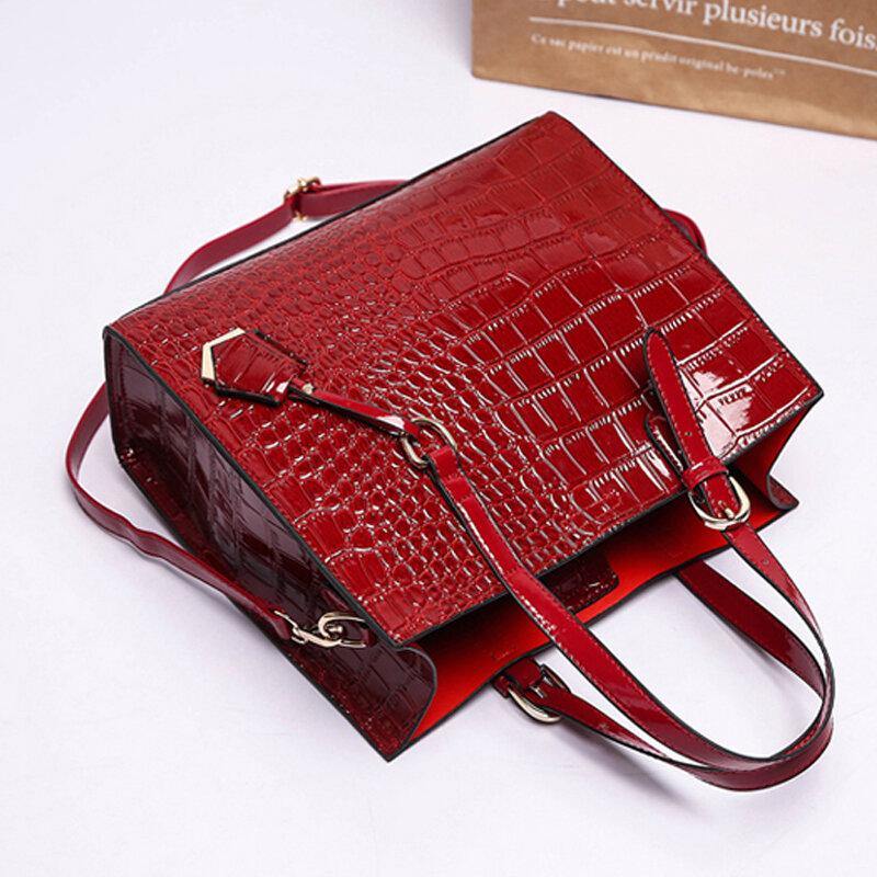 Women 2PCS Alligator PU Multi-pocket Large Capacity Handbag Crossbody Bag Tote