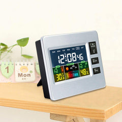 DC-07 Digitaler Temperatur-Hygrometer-Wecker, Kalender, Schlummerfunktion mit Hintergrundbeleuchtung 