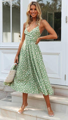 Printed sling bow dress