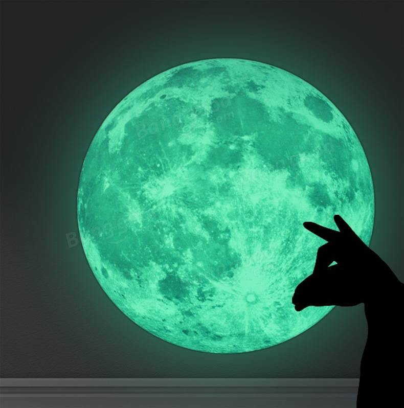 30cm Colorful Large Moon Wall Sticker Removable Glow In The Dark Luminous Stickers Home Decor