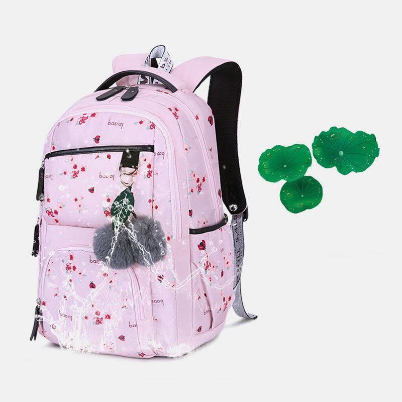 Women Fluffy Ball Print Anti-theft Multifunction Laptop Bag Backpack