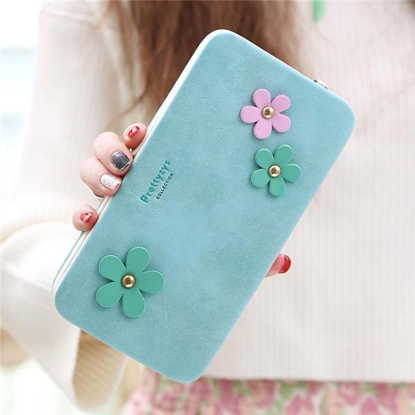 Women Flower 5.5 Inch Phone PU Wallet Case Cover Long Wallet