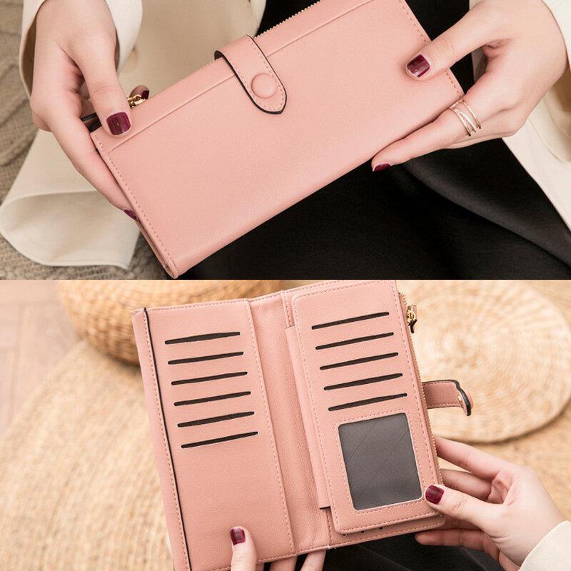 Women 21 Card Slots Solid Long Wallet Purse Phone Bag