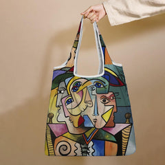 Bolso de mano con estampado de figuras abstractas para mujer, bolso de hombro, bolsos ligeros de tela para compras 