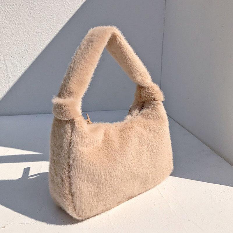 Bolso de hombro para mujer, cómodo, informal, de felpa, para axilas 