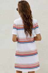 Striped Short Sleeve Mini Dress