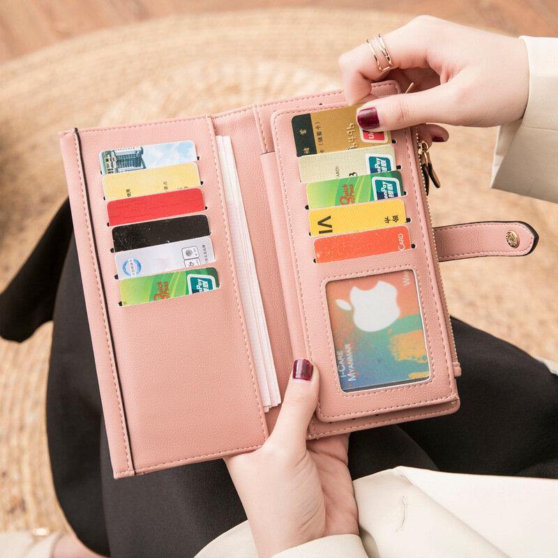 Women 21 Card Slots Solid Long Wallet Purse Phone Bag