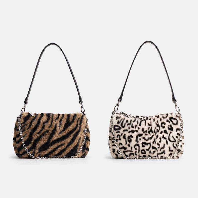 Las mujeres sintieron suave moda casual patrón de leopardo debajo del brazo Mini bolso de mano que combina con todo bolso de hombro 