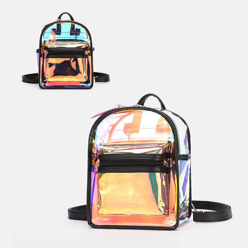 2-teilige transparente Gelee-Multi-Carry-Mini-Rucksack-Umhängetasche für Damen 