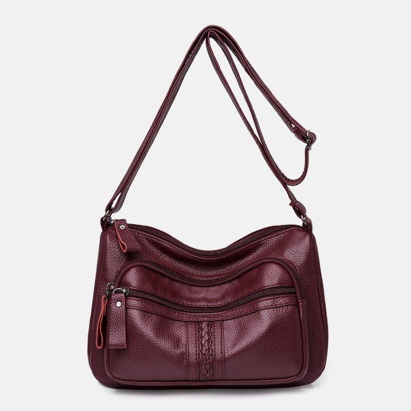 Bolso bandolera de gran capacidad para mujer Bolso de hombro retro resistente al desgaste con múltiples bolsillos 