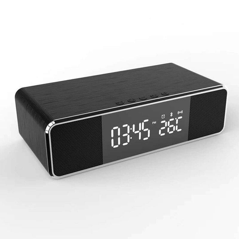 Drahtloser Bluetooth-Wecker, Telefon-Ladegerät, FM-Radio, Tisch-Digitalthermometer mit Wecker-Display, Desktop-Uhr für Heimdekoration 