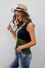 Crew Neck Color Block Tank