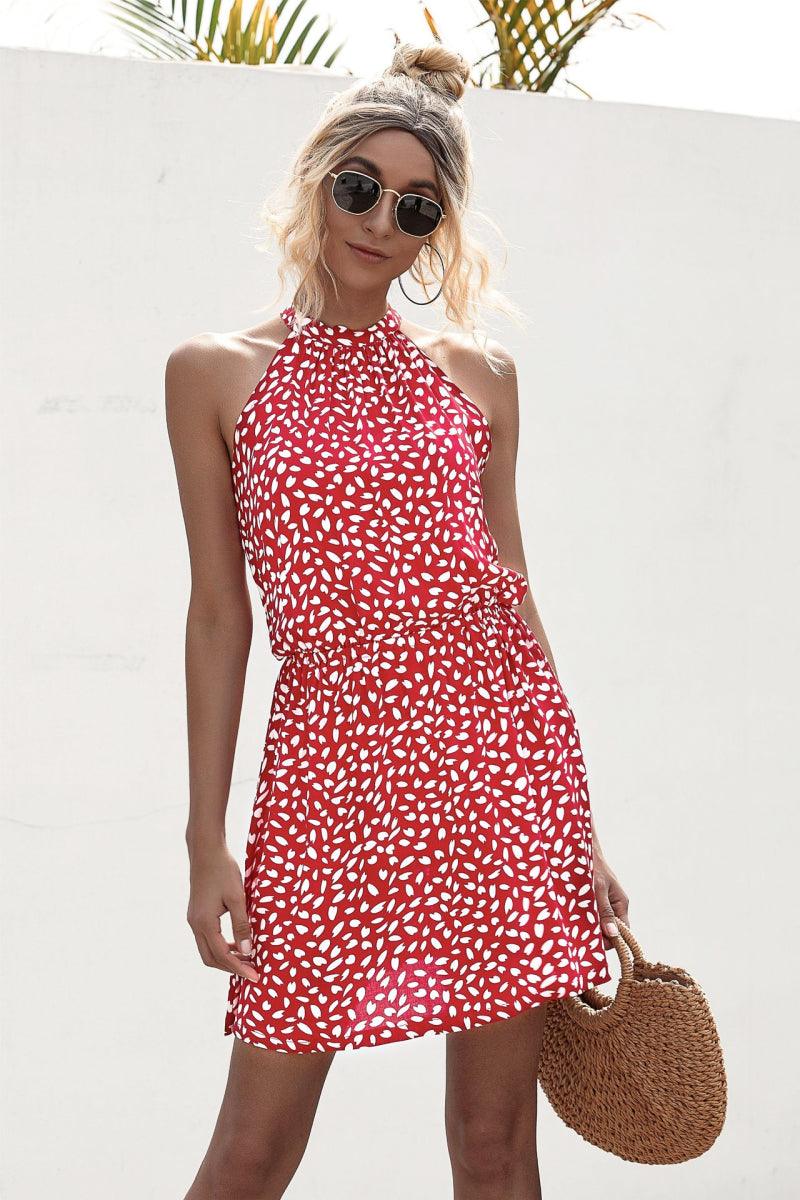 Printed Sleeveless Halter Dress