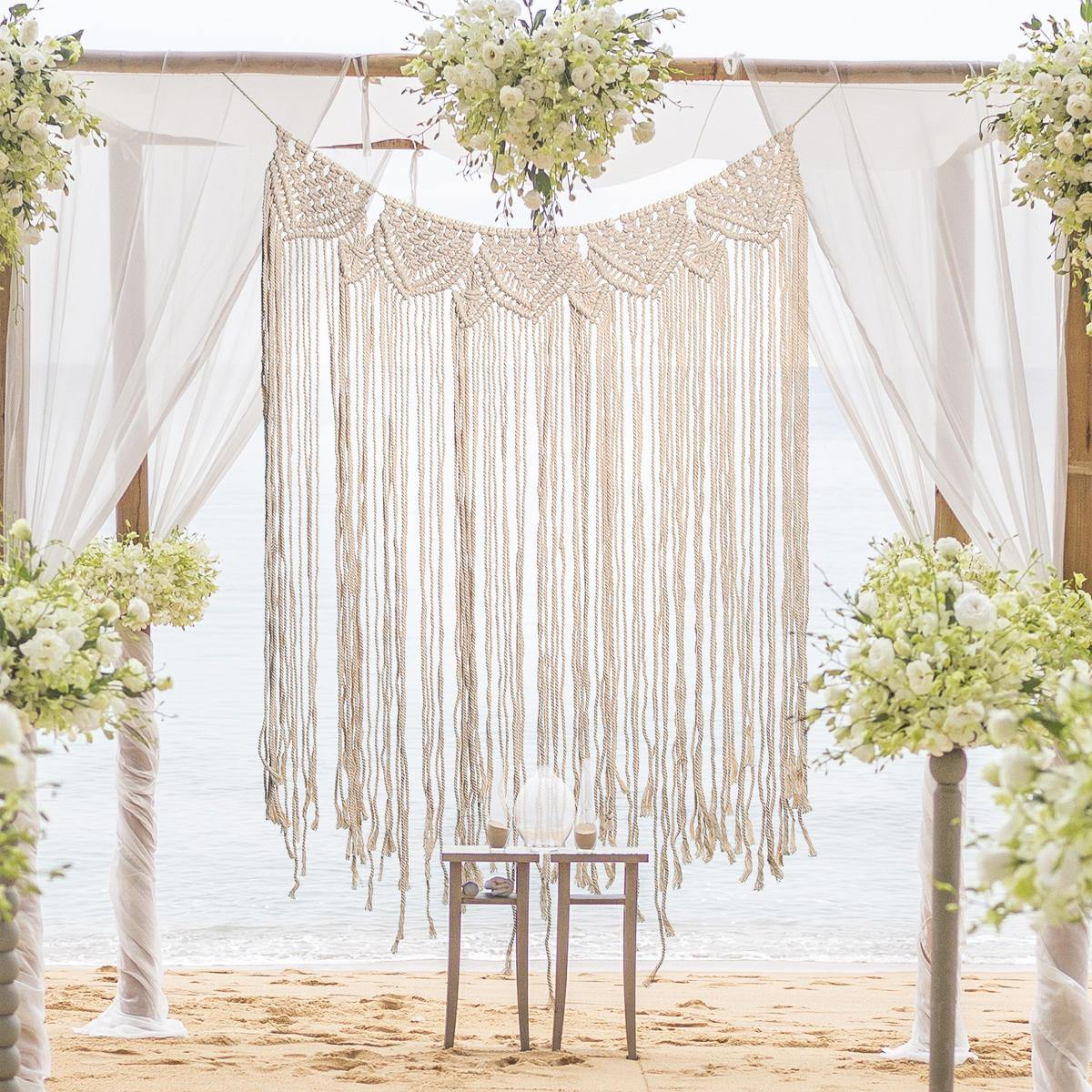 Gran macramé pared colgante puerta ventana cortina boda telón de fondo tapiz regalo 