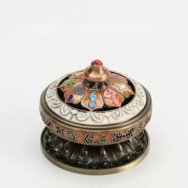 Alloy plate incense burner household Tibetan Eight Treasures Eight Auspicious Sandalwood incense burner Nepal tea ceremony ornaments