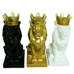 Nordic Handsome Crown Lion Harz Statue Handwerk Home Decor Skulpturen Geschenk 