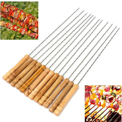 12X Edelstahl Metall Grillspieß Nadel BBQ Kebab Stick Utensil 30cm BBQ Stick Gabel 