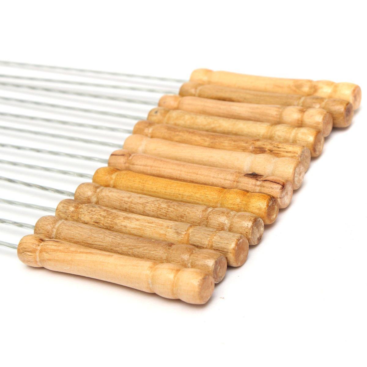 12X Edelstahl Metall Grillspieß Nadel BBQ Kebab Stick Utensil 30cm BBQ Stick Gabel 