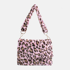 Bolso de hombro cálido suave con estampado de leopardo informal a la moda para mujer 