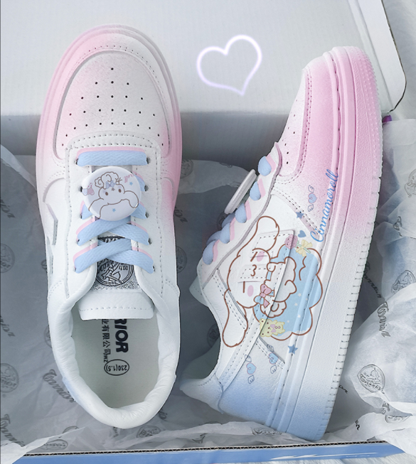 Niedlicher Hunde-Pastell-Preppy-Sneaker mit Aufdruck, ästhetischer Schuh