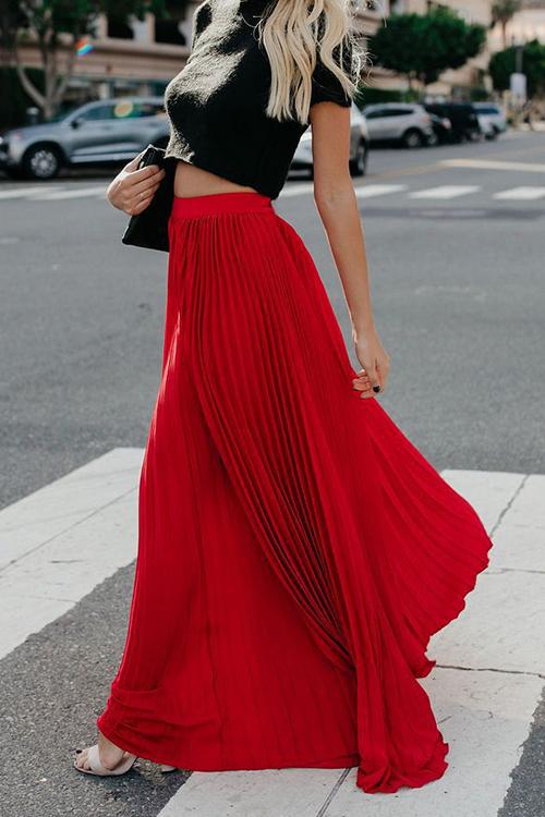 Love Poem Pleated Maxi Skirt