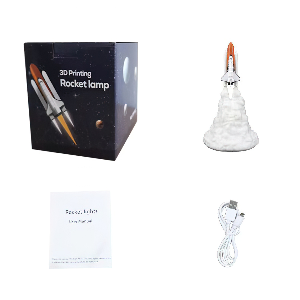 Rocket Lamp 3D - Space Shuttle LED Lamp