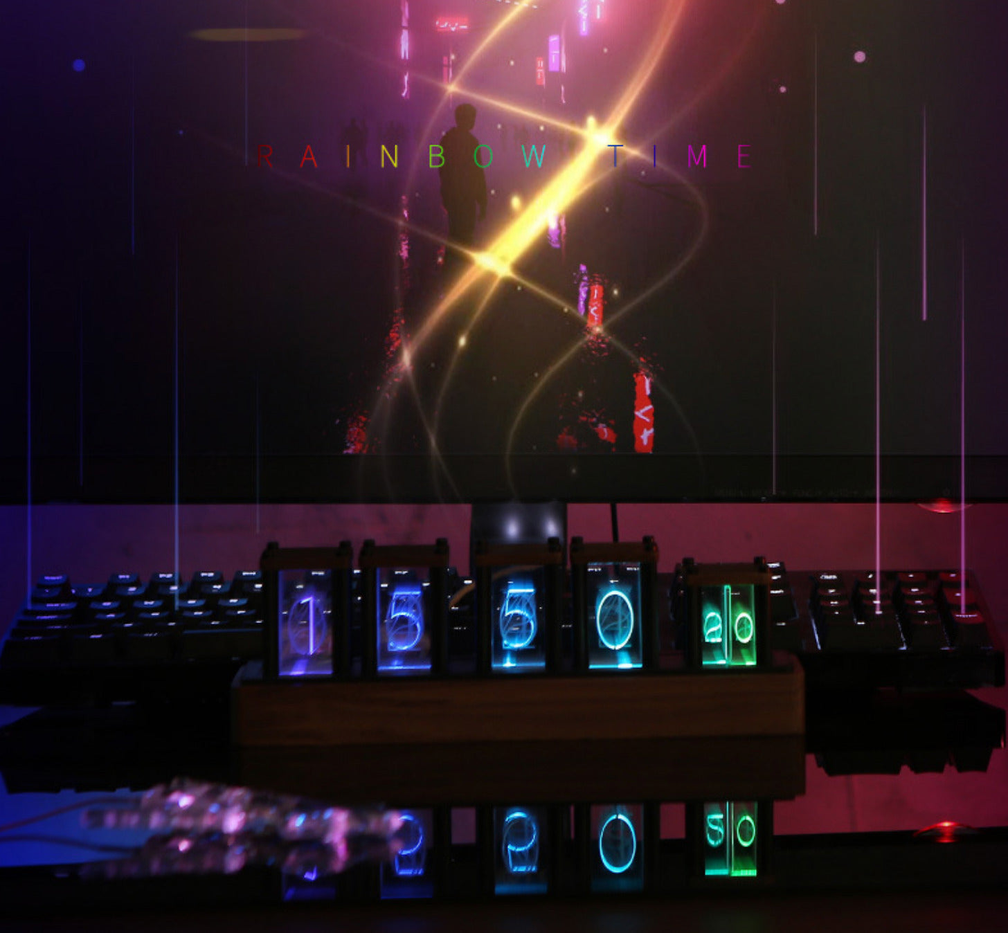 LED Retro Modern Imitation Luminous Nixie Tube Clock