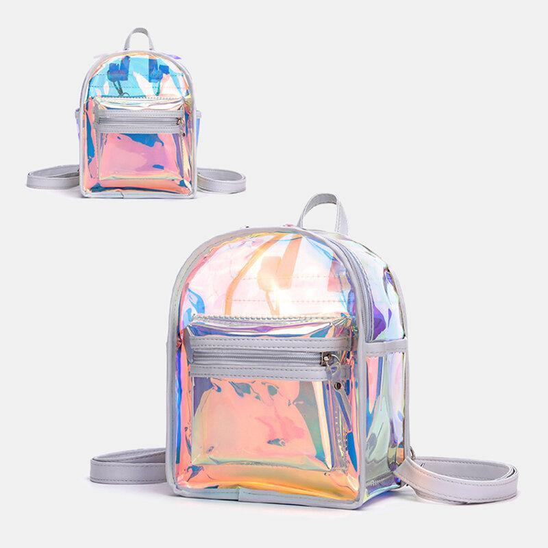 2-teilige transparente Gelee-Multi-Carry-Mini-Rucksack-Umhängetasche für Damen 